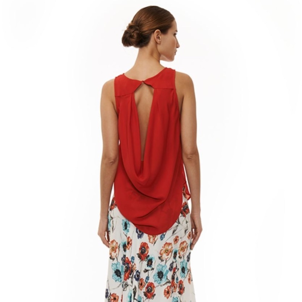 Haute Hippie Cerise Red Cowl Back Top Size Medium